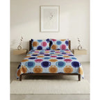 Juego De Sabana Matrimonial Leonora Tacto Suave Y Fresco Azul Claro Flor