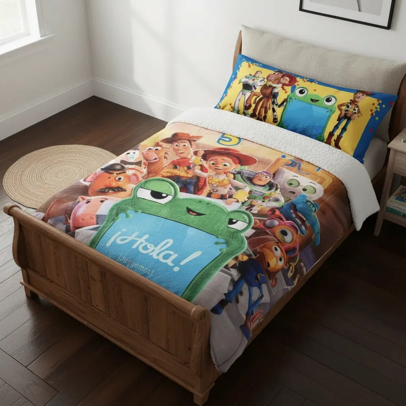 Cobertor Jumbo Providencia Borrega Toy Story +almohada Jumbo Pack Toy Story Amigos 5 2690 Kg Rojo