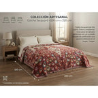 Colcha De Hilo Jacquard Leonora Premium Matrimonial Amplia Rojo Pavorreal Rojo