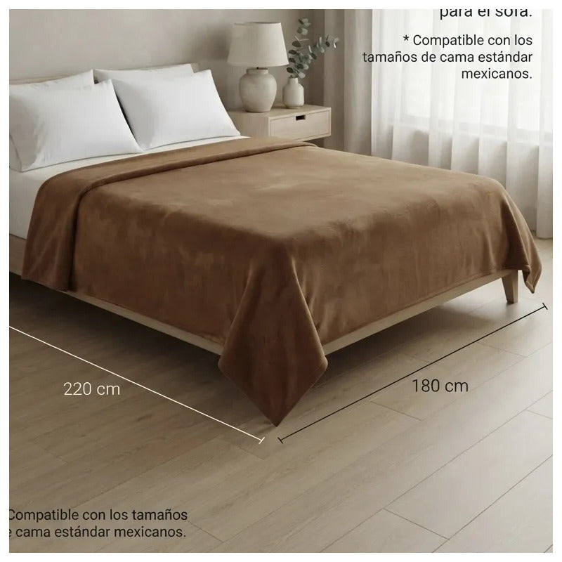 Cobertor Frazada Matrimonial Textura Durazno Lisa Calientita Marrón Claro Lisa 700 G Marrón Claro