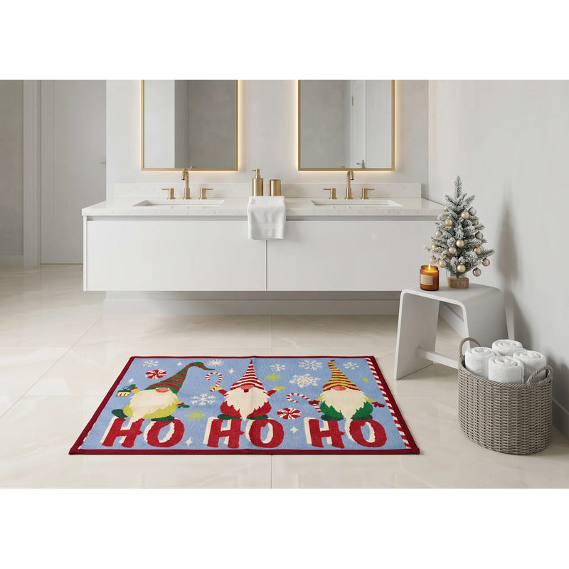 Kit Navideño: Camino De Mesa, Pie De Árbol, Fundas Y Tapete Azul Claro