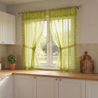 Juego De Cortinas 2 Paneles 2.50x1.95 De Ventana Transparent Verde Claro