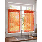 Juego De Cortinas 2 Paneles 2.50x1.95 De Ventana Transparent Naranja