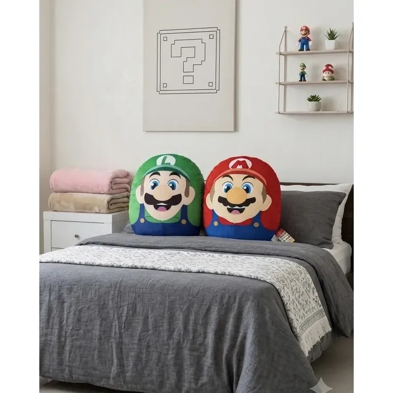 Almohada Providencia Abrazable Pack Mario Bros Y Luigi Suave Azul Marino