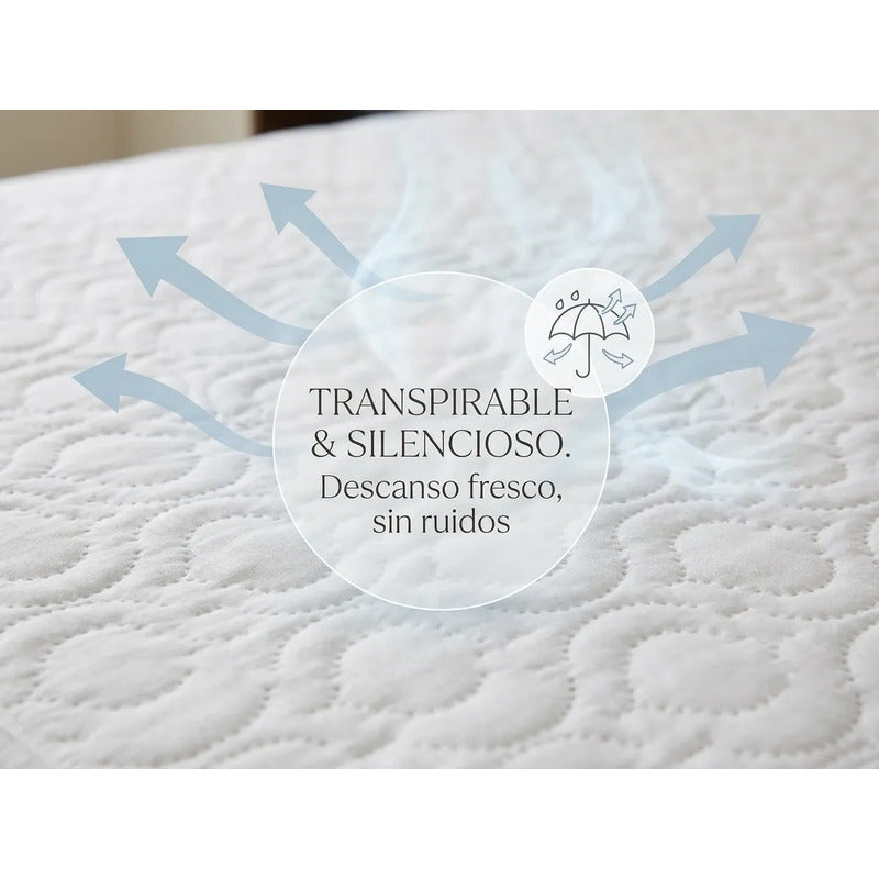 Cubre Colchón Protector Matrimonial Termosellado Acolchonado Blanco Cubre Colchón Con Relieve Matrimonial