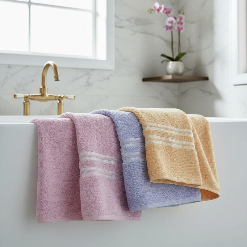 Toalla De Medio Baño 100% Algodón Super Absorbente Dreams Rosa Colección 1