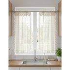 Juego De Cortinas 2 Paneles 2.50x1.95 De Ventana Transparent Beige