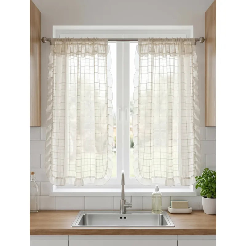 Juego De Cortinas 2 Paneles 2.50x1.95 De Ventana Transparent Beige