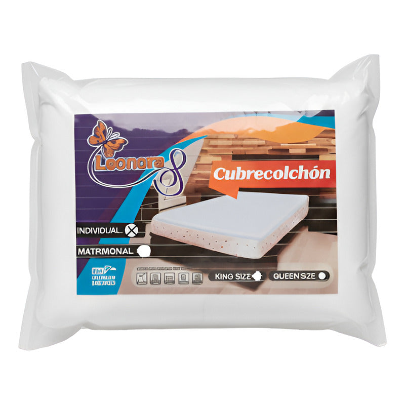 Leonora Protector Impermeable Cubre Colchón Individual Blanco Blanco Liso Individual