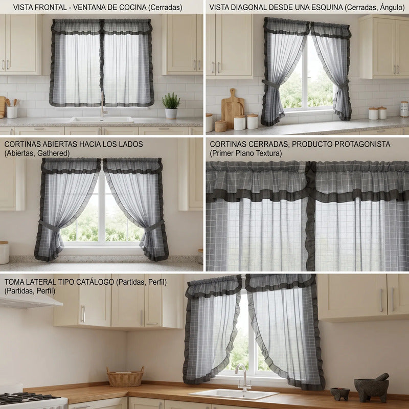 Juego De Cortinas 2 Paneles 2.50x1.95 De Ventana Transparent Gris