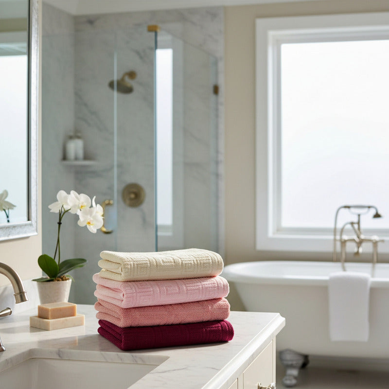 Tallas De Medio Baño 100% Algodón Super Absorbente Maya Rojo Colección 4