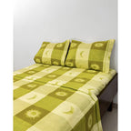 Juego De Sabana Matrimonial 100% Algodón Suaves Y Frescas Verde Soles Y Lunas Verde