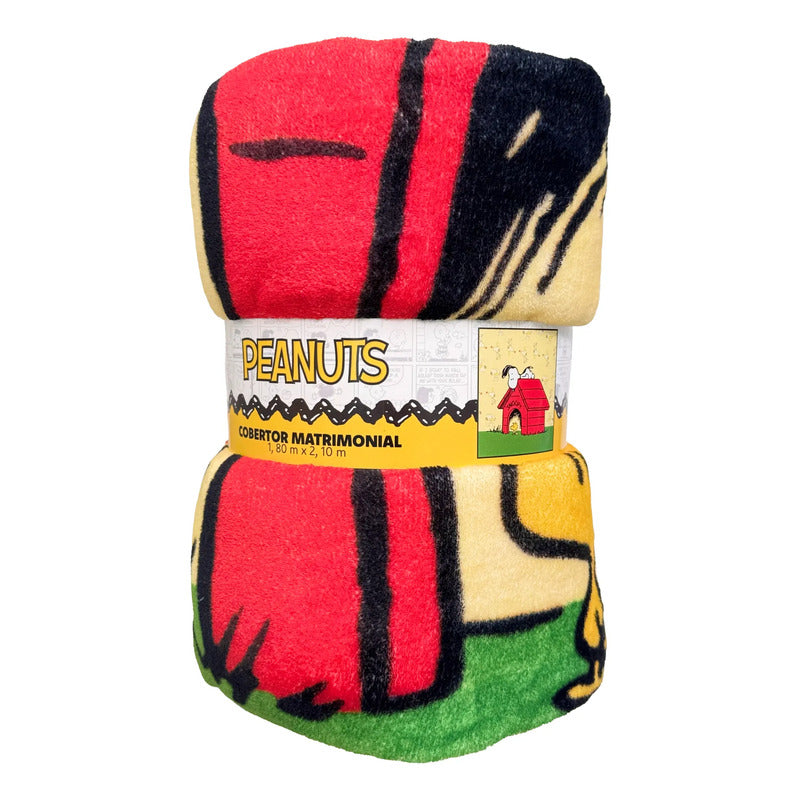 Frazada Matrimonial  Extra Suave Y Calientita Snoopy Caita Crema