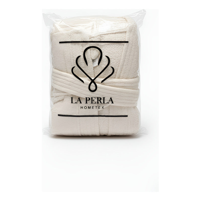 Bata De Baño Leonora Rasurada 100% Algodón Super Absorbente Beige M-l