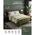 Cobertor Borrega Amanecer | Matrimonial, Suave Y Acolchado Verde Mándala Verde