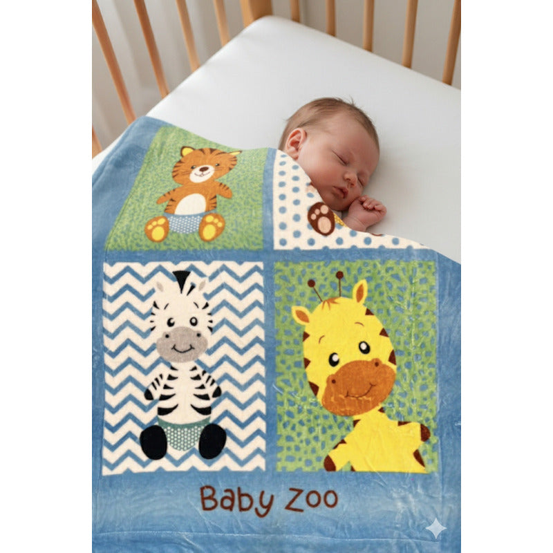 Cunero Baby Plus Leonora Para Bebe Térmico Y Super Suavecito Baby Zoo Azul Azul Acero