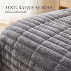 Edredón Matrimonial Acolchado Doble Vista Textura Térmica Gris Piel De Conejo