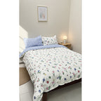 Edredón Premium Duvet Dos Vistas Matri Con Relleno Incluido Azul Tulipán Corazones Algodón Alta Densidad