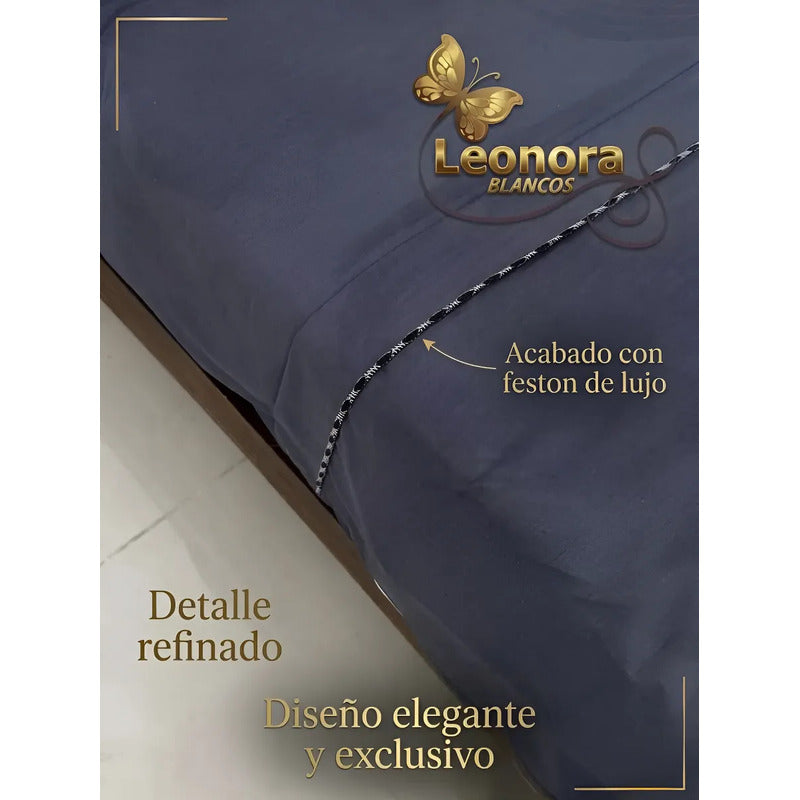 Juego De Sábanas Matrimonial Algodón Percal 144 Hilos-fresca Azul Oscuro Lisa Suave Y Transpirable De Calidad Premium