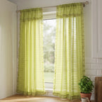 Juego De Cortinas 2 Paneles 2.50x1.95 De Ventana Transparent Verde Claro