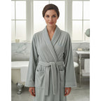 Bata De Baño Leonora Rasurada 100% Algodón Super Absorbente Gris M-l