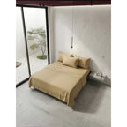 Juego De Sabanas King Size Leonora Percal Algodón 144h Lisas Beige Beige Claro