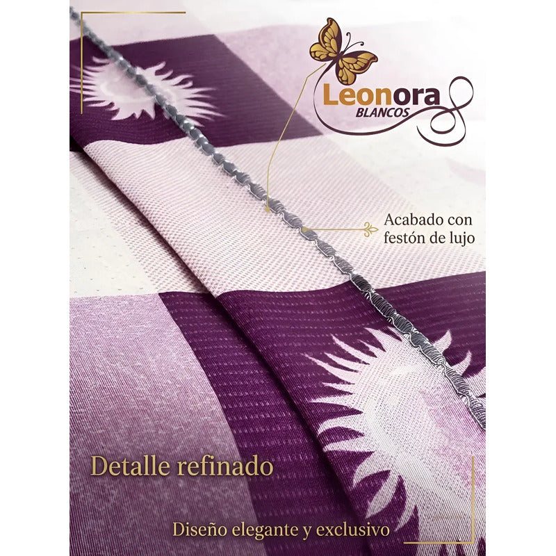 Juego De Sabana Matrimonial 100% Algodón Suaves Y Frescas Violeta Soles Y Lunas Morado