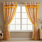 Cortinas Estampadas Para Ventana Con Forro Interior 2.9x2m Naranja