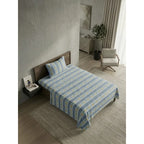 Juego De Sábana Bramante Individual Amanecer 100% Algodón Azul Acero Pétalo Pop Azul