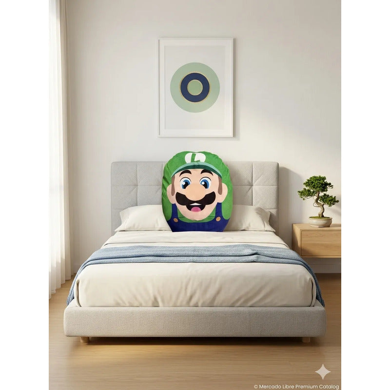 Almohada Providencia Abrazable Mario Bros De Luigi Suave Verde Lima