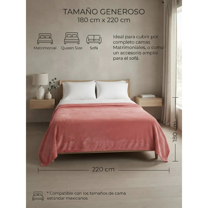 Cobertor Frazada Matrimonial Textura Durazno Lisa Calientita Rosa Lisa 700 G Rosa Chicle