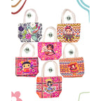 Bolsita Artesanal Pequeña Tipo Tote De Mano Diseños Lindos Beige Floreado Y Tradicional