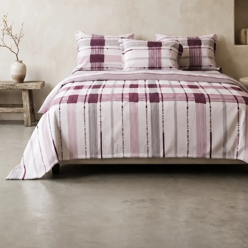 Juego De Sábanas Térmicas Polar Algodón King Size Invernal Lila Berry Lila
