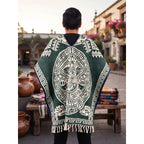 Jorongo Poncho Gaban Afelpado Unitalla Artesanal Grande Verde Guerrero Aguila 1mx1m