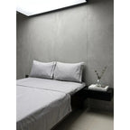 Juego De Sábanas Matrimonial Algodón Percal 144 Hilos-fresca Gris Lisa Suave Y Transpirable De Calidad Premium