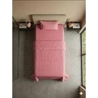 Juego De Sábana Mariol Individual 100% Algodón Premium Rosa Cuadro Espiral Rosa