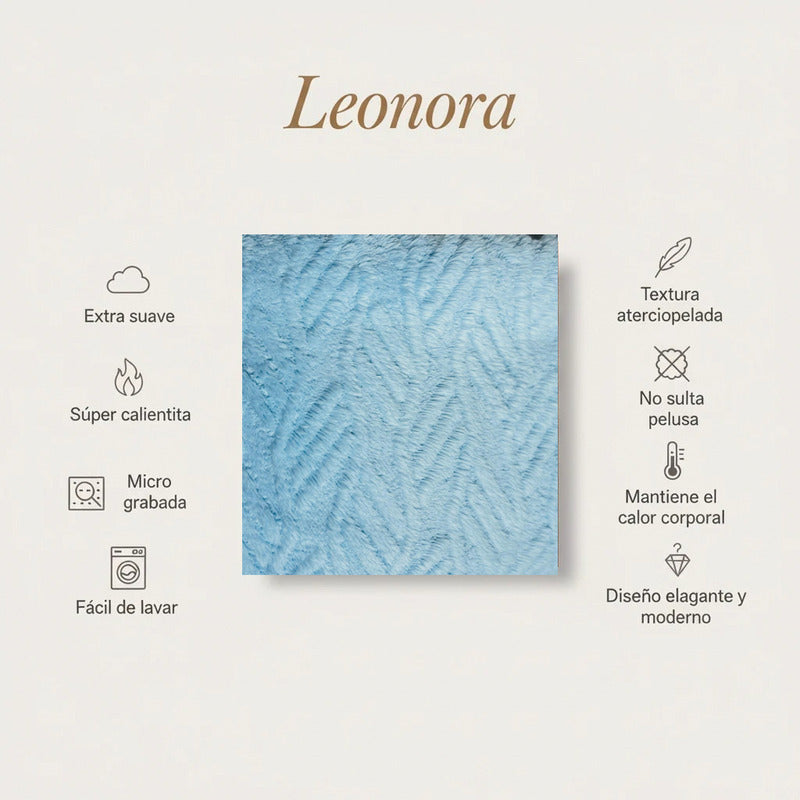 Frazada Leonora Matrimonial Extra-suave Grabado Hd Acogedora Relieve Azul Azul Claro
