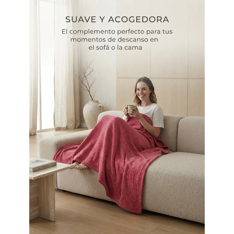 Cobertor Frazada Matrimonial Ligera Super Suave Y Calientita Cuadrado 700 G Rosa Chicle