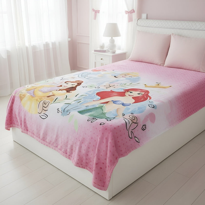 Frazada Providencia Disney Matrimonial Super Calientita Princesas Candy Rosa Claro