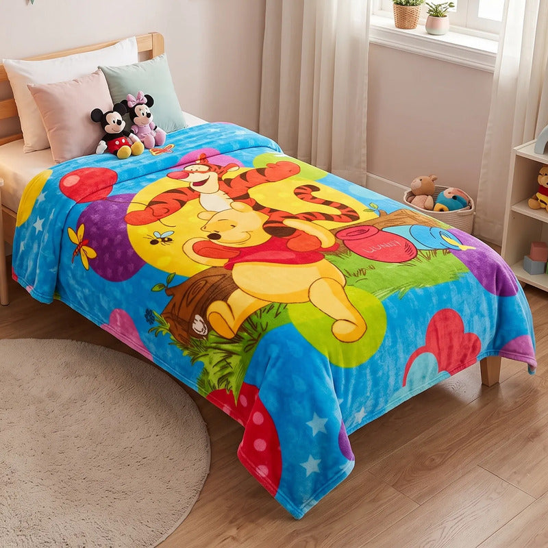 Frazada Providencia Matrimonial De Winnie The Pooh Suavecita Winnie The Pooh 780 G Azul Claro
