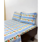 Juego De Sabana Matrimonial 100% Algodón Suaves Y Frescas Azul Acero Pétalo Pop Azul