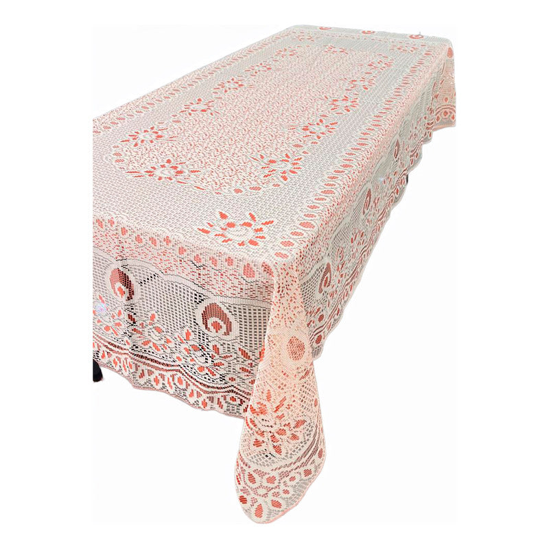 Mantel Calado Leonora 1.5×2.5 M | Elegancia Total Naranja Oscuro Calado Naranja