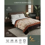 Cobertor Borrega Amanecer | Matrimonial, Suave Y Acolchado Hojitas Naranjas Naranja