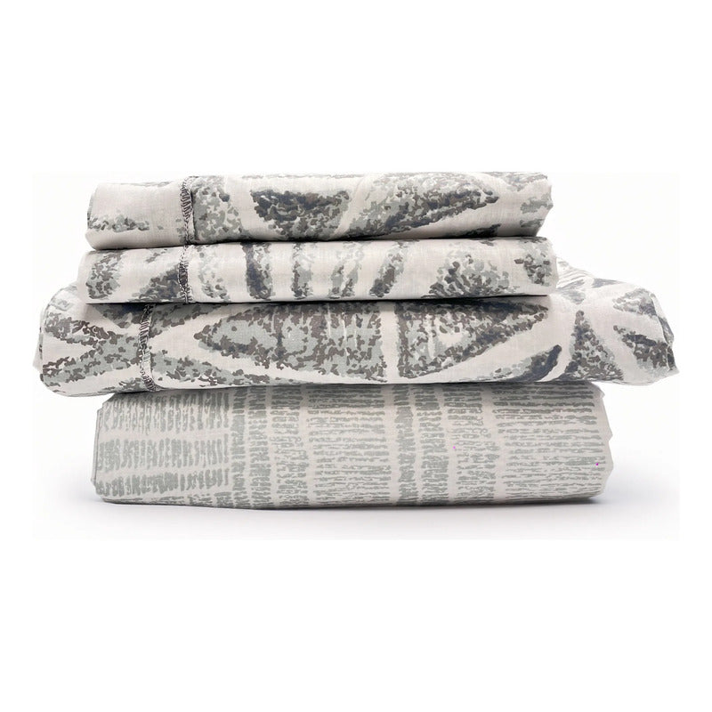 Juego De Sábanas Matrimonial Algodón Percal 144 Hilos-fresca Gris Fresh Gris