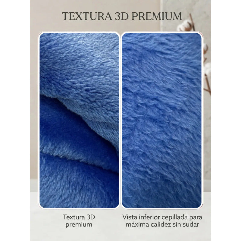 Cobertor Frazada Matrimonial Textura Durazno Lisa Calientita Azul Rey Lisa 700 G Azul