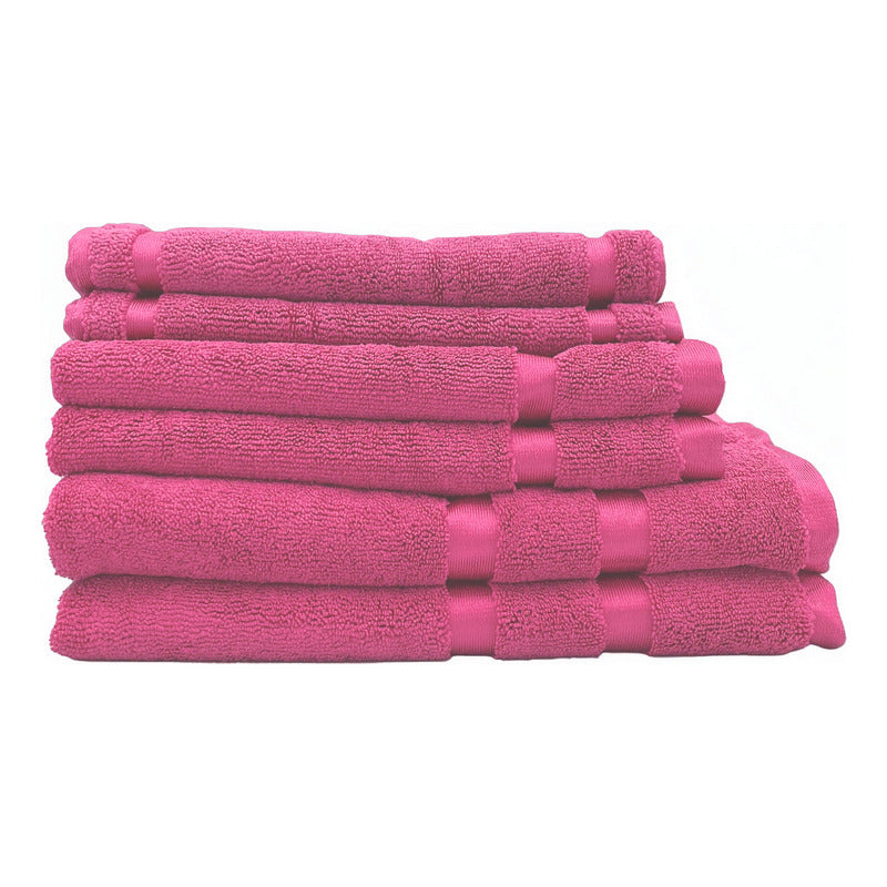 Juego De Toallas De Microfibra  Premium Absorbentes Y Suaves Rosa Cuerpo-manos Y Facial Rosa Chlicle Lisa