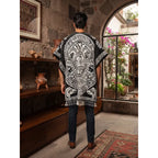 Jorongo Poncho Gaban Afelpado Unitalla Artesanal Grande Negro Guerrero Aguila 1mx1m