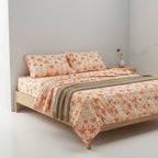 Juego De Sabanas Franela Mariol 100% Algodón Matrimonial Naranja Claro Cempasuchil