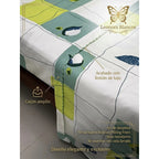 Sábana King  Bramante Cajón Amplio 100% Algodón Super Suave Verde Claro Cuadrado Verde Con Hoja