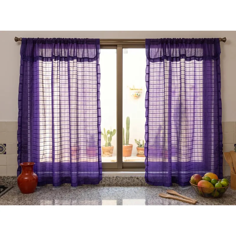 Juego De Cortinas 2 Paneles 2.50x1.95 De Ventana Transparent Violeta